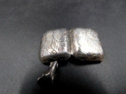 ANTIQUE 1900s SILVER  925 SQUARE ETCHED  LOCKET PENDANT  Floral Fern Design